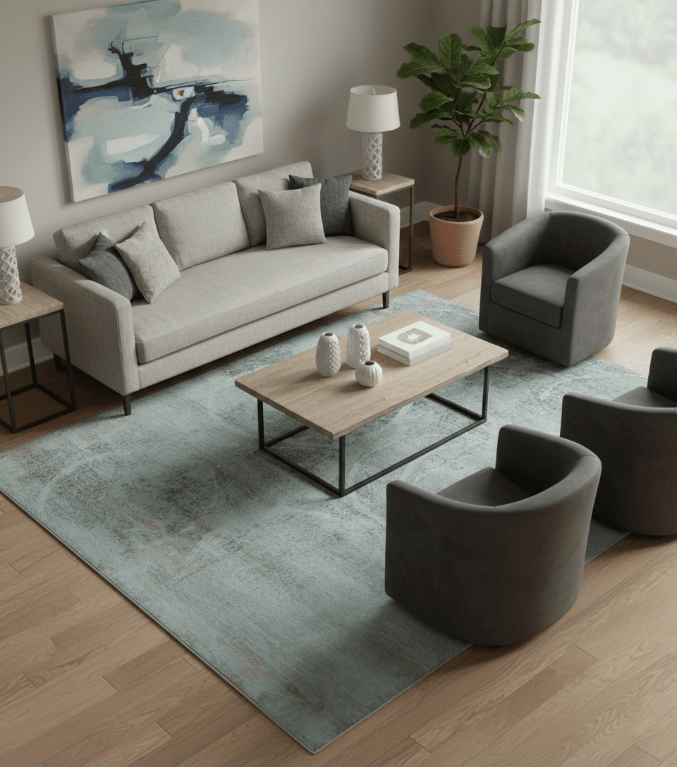 Blue And Beige Modern Abstract Design Hand Knotted 8x10 Bamboo Silk Area Rug - The Rug Decor