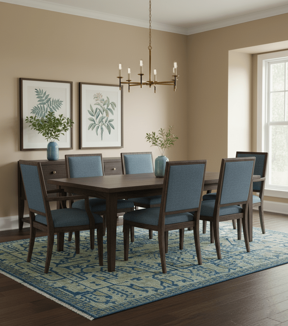 Blue And Beige Modern Design Hand Knotted Custom Made Wool Area Rug - The Rug Decor