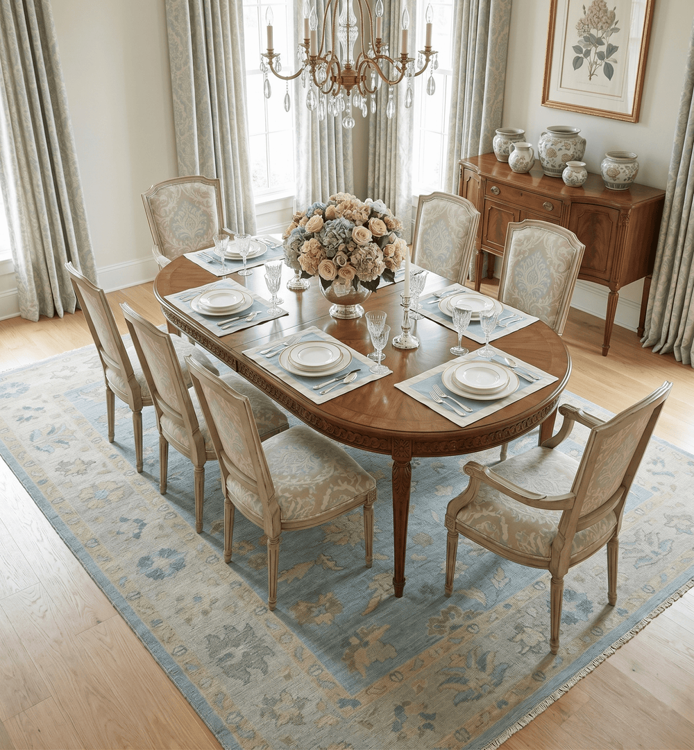 Blue and Beige Traditional Floral Hand Knotted Wool Rug - The Rug Decor
