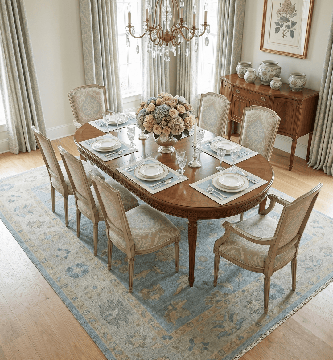 Blue and Beige Traditional Floral Hand Knotted Wool Rug - The Rug Decor