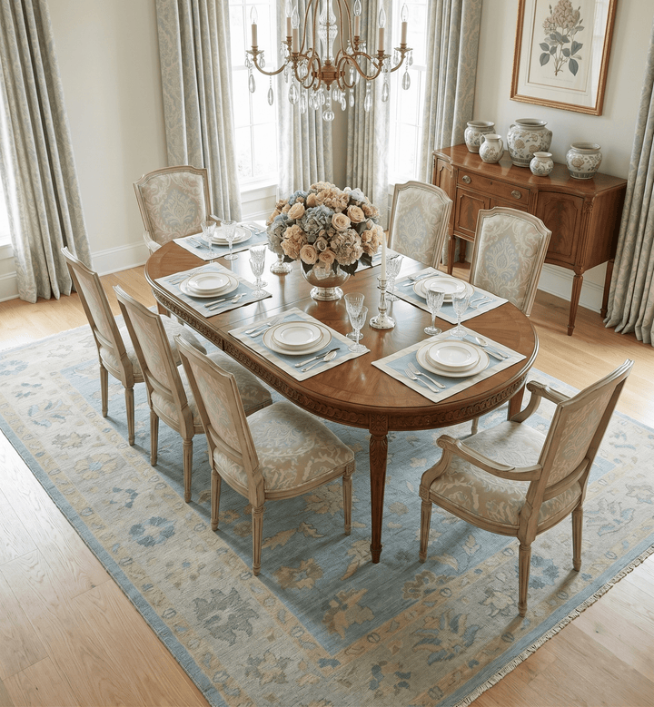 Blue and Beige Traditional Floral Hand Knotted Wool Rug - The Rug Decor