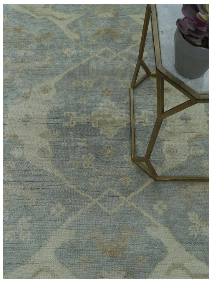 Blue And Beige Traditional Oushak Design Hand Knotted 6x9 wool area rug - The Rug Decor