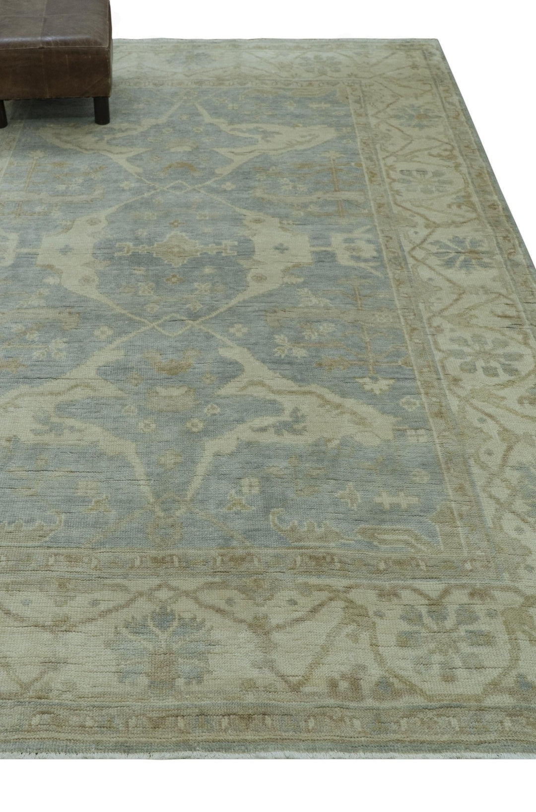Blue And Beige Traditional Oushak Design Hand Knotted 6x9 wool area rug - The Rug Decor