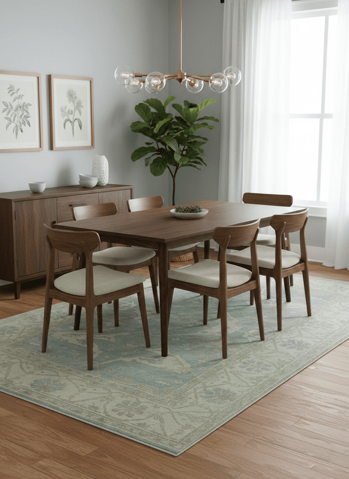 Blue And Beige Traditional Oushak Design Hand Knotted 6x9 wool area rug - The Rug Decor