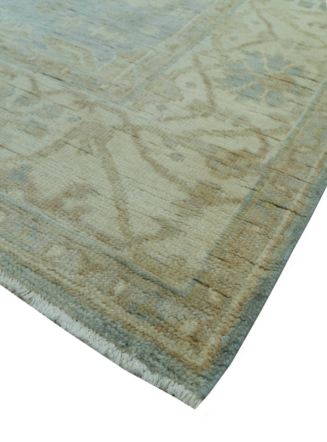 Blue And Beige Traditional Oushak Design Hand Knotted 6x9 wool area rug - The Rug Decor
