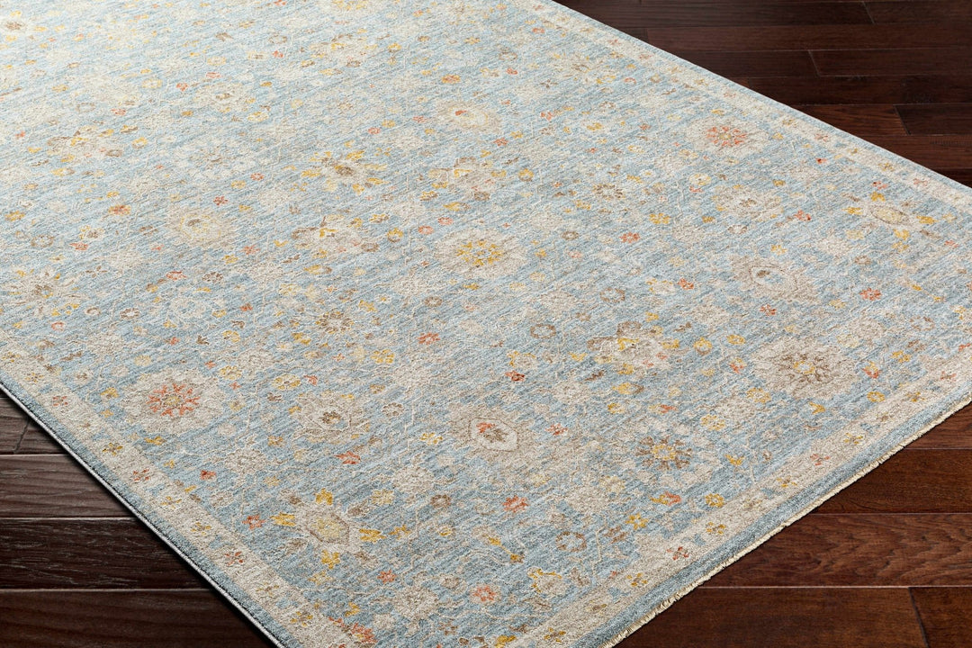 Blue And Beige Traditional Oushak Design Machine Woven Rug - The Rug Decor