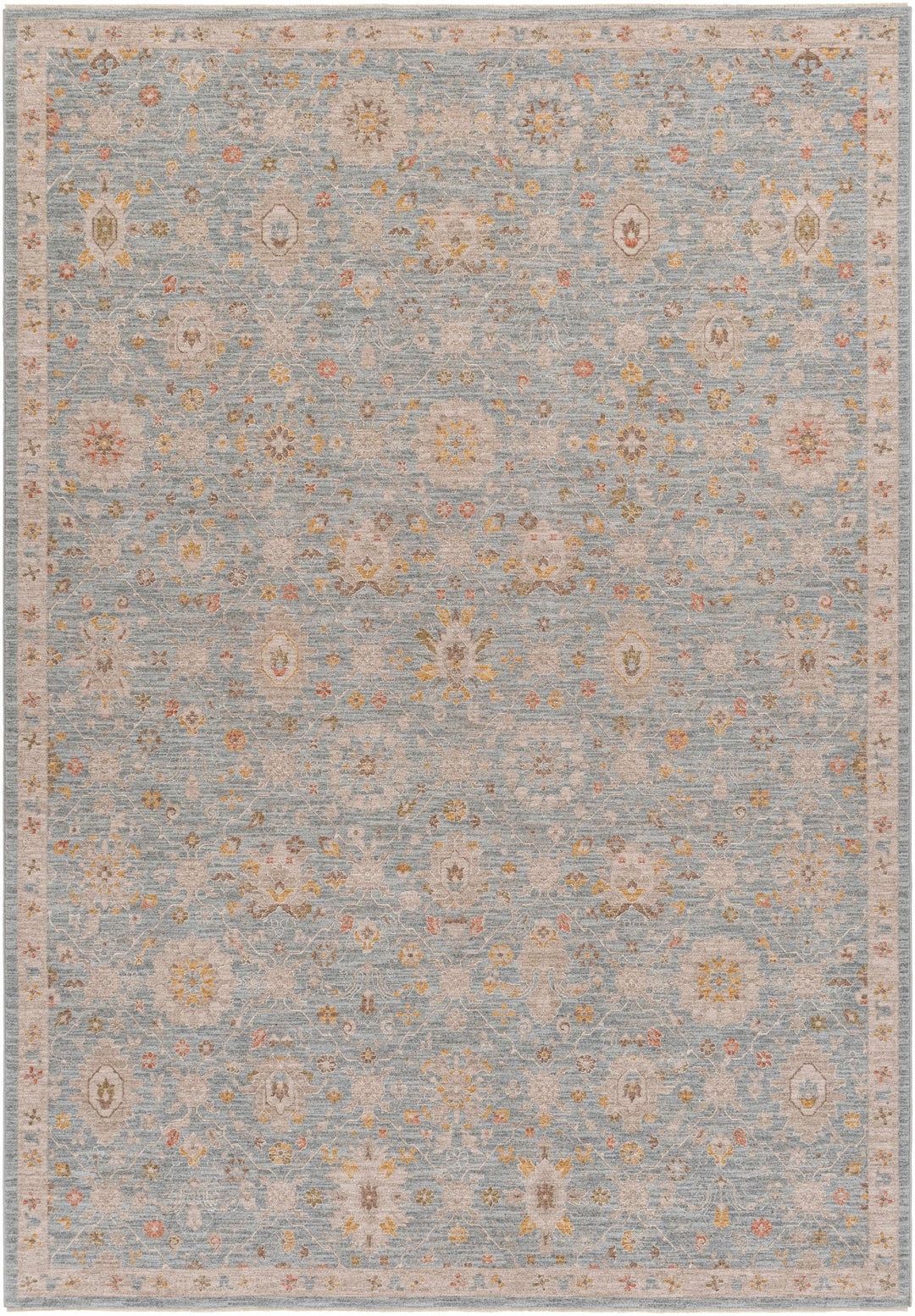 Blue And Beige Traditional Oushak Design Machine Woven Rug - The Rug Decor