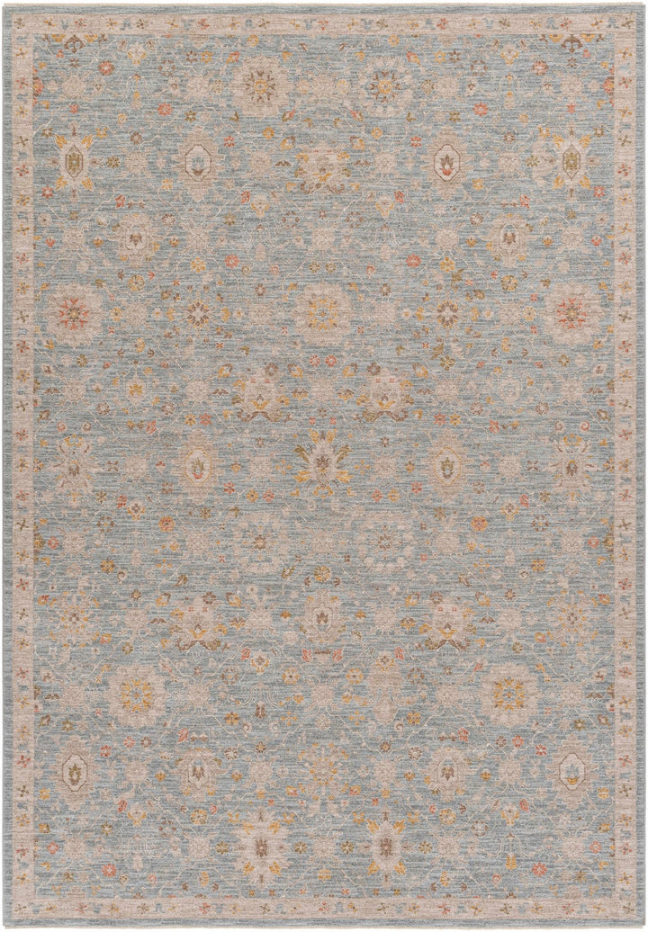 Blue And Beige Traditional Oushak Design Machine Woven Rug - The Rug Decor