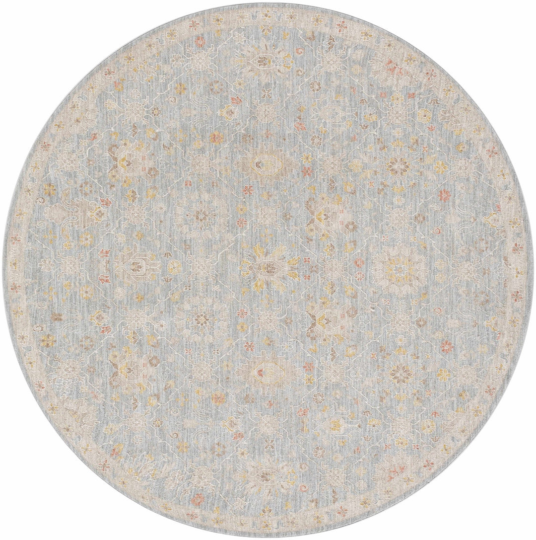Blue And Beige Traditional Oushak Design Machine Woven Rug - The Rug Decor