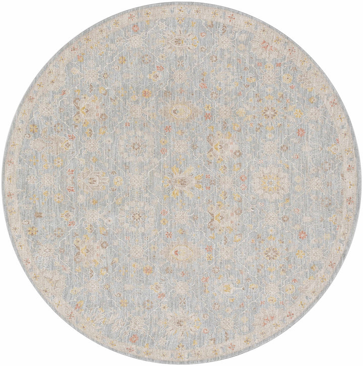 Blue And Beige Traditional Oushak Design Machine Woven Rug - The Rug Decor