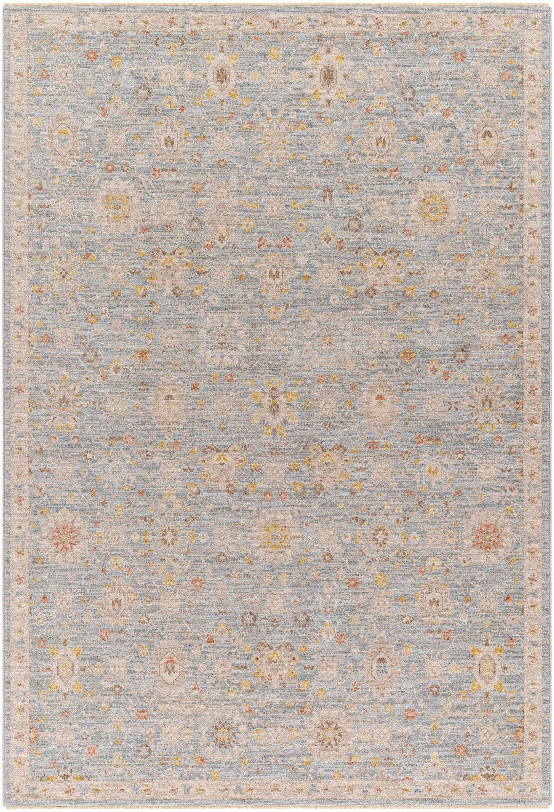Blue And Beige Traditional Oushak Design Machine Woven Rug - The Rug Decor