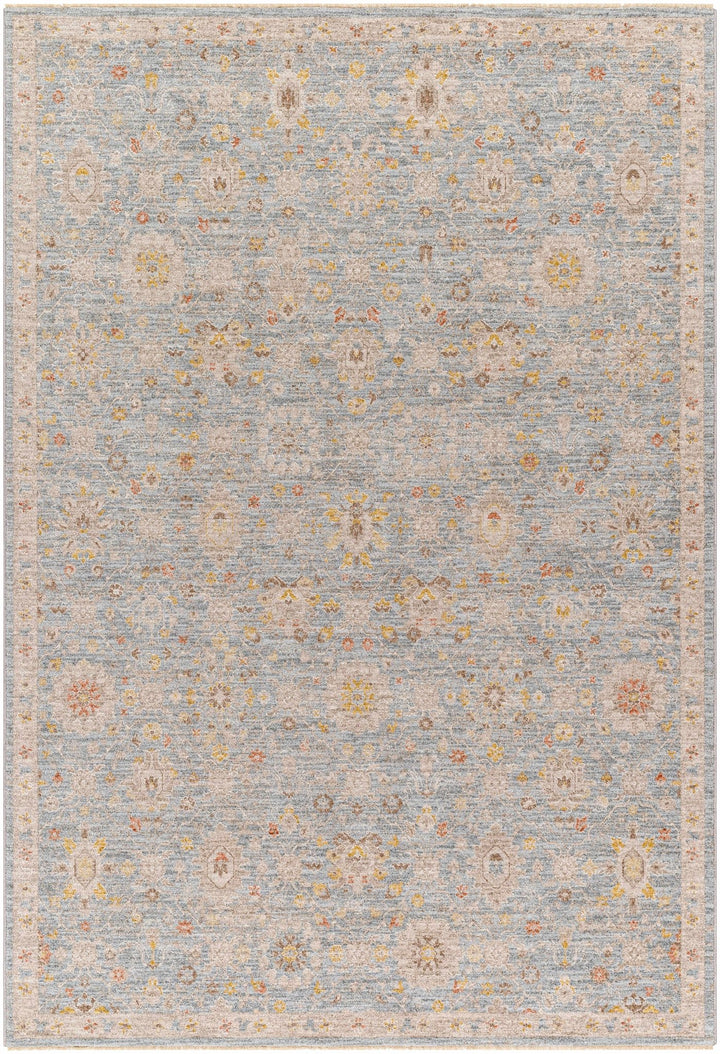 Blue And Beige Traditional Oushak Design Machine Woven Rug - The Rug Decor