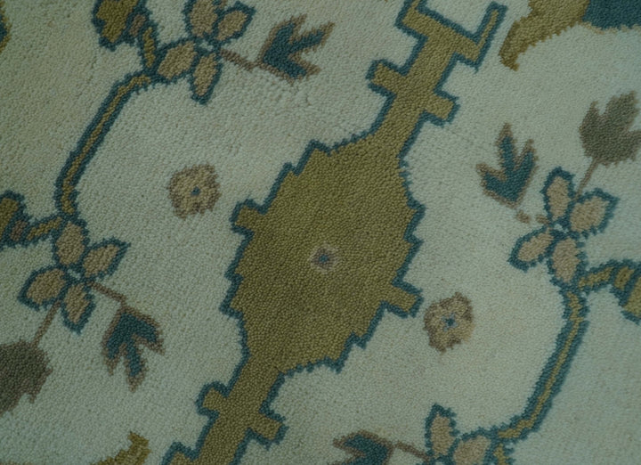 Blue And Beige Traditional Oushak Hand Knotted Custom Made wool rug - The Rug Decor