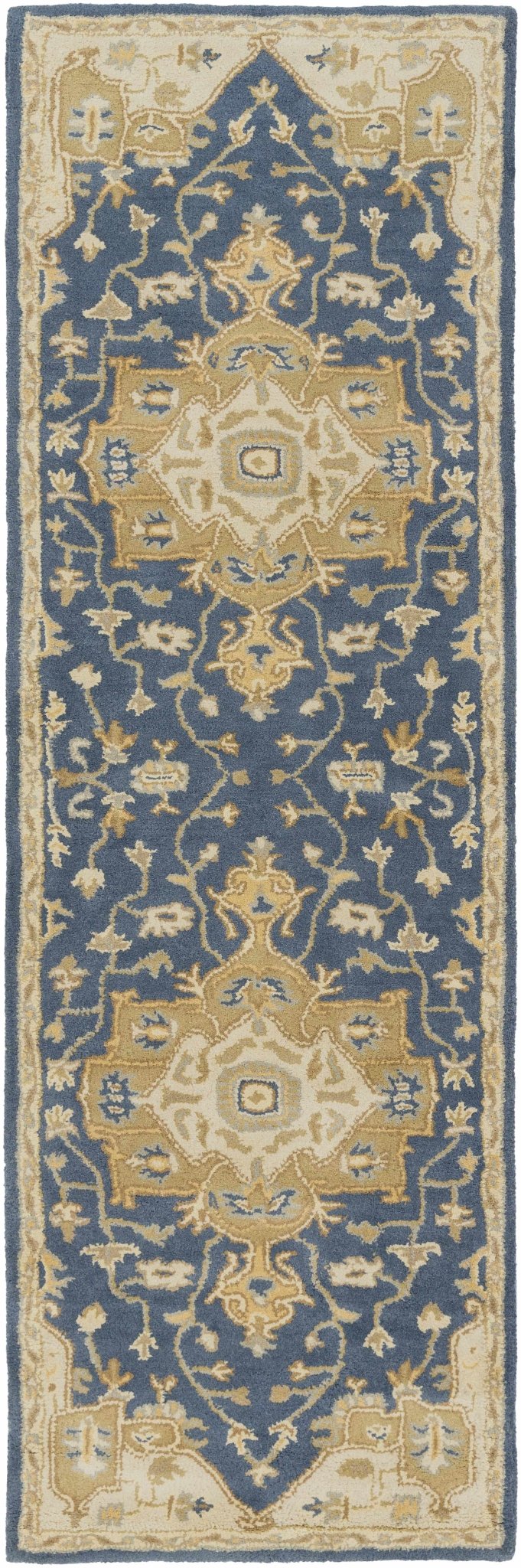 Blue And Beige Traditional Style Hand Tufted Wool Rug - The Rug Decor