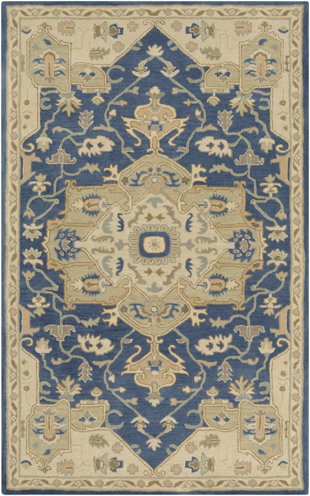 Blue And Beige Traditional Style Hand Tufted Wool Rug - The Rug Decor