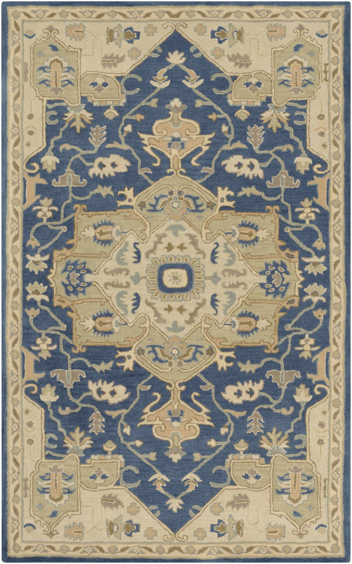 Blue And Beige Traditional Style Hand Tufted Wool Rug - The Rug Decor