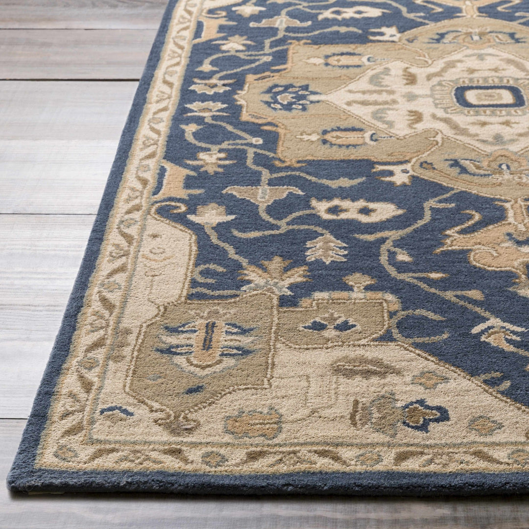 Blue And Beige Traditional Style Hand Tufted Wool Rug - The Rug Decor