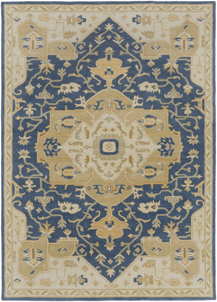 Blue And Beige Traditional Style Hand Tufted Wool Rug - The Rug Decor