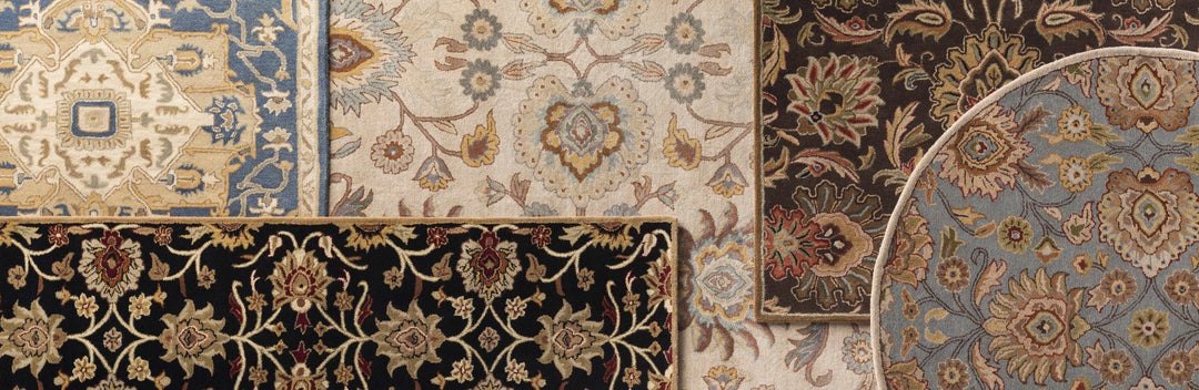 Blue And Beige Traditional Style Hand Tufted Wool Rug - The Rug Decor