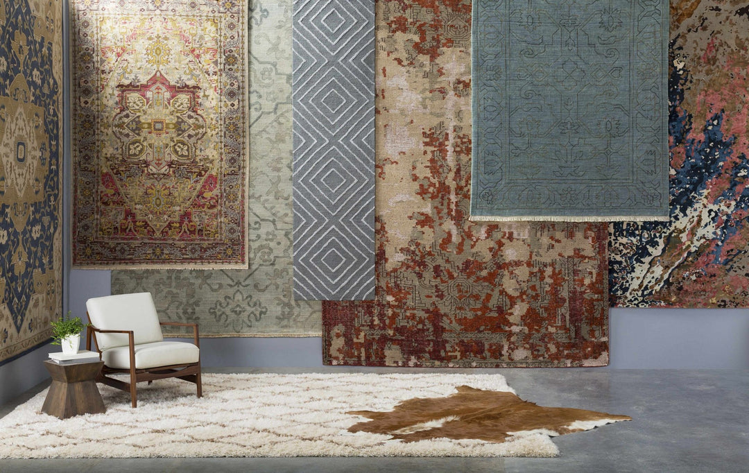 Blue And Beige Traditional Style Hand Tufted Wool Rug - The Rug Decor