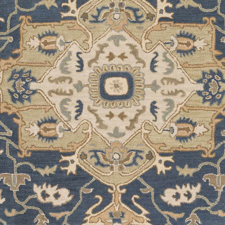 Blue And Beige Traditional Style Hand Tufted Wool Rug - The Rug Decor