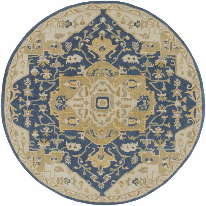 Blue And Beige Traditional Style Hand Tufted Wool Rug - The Rug Decor
