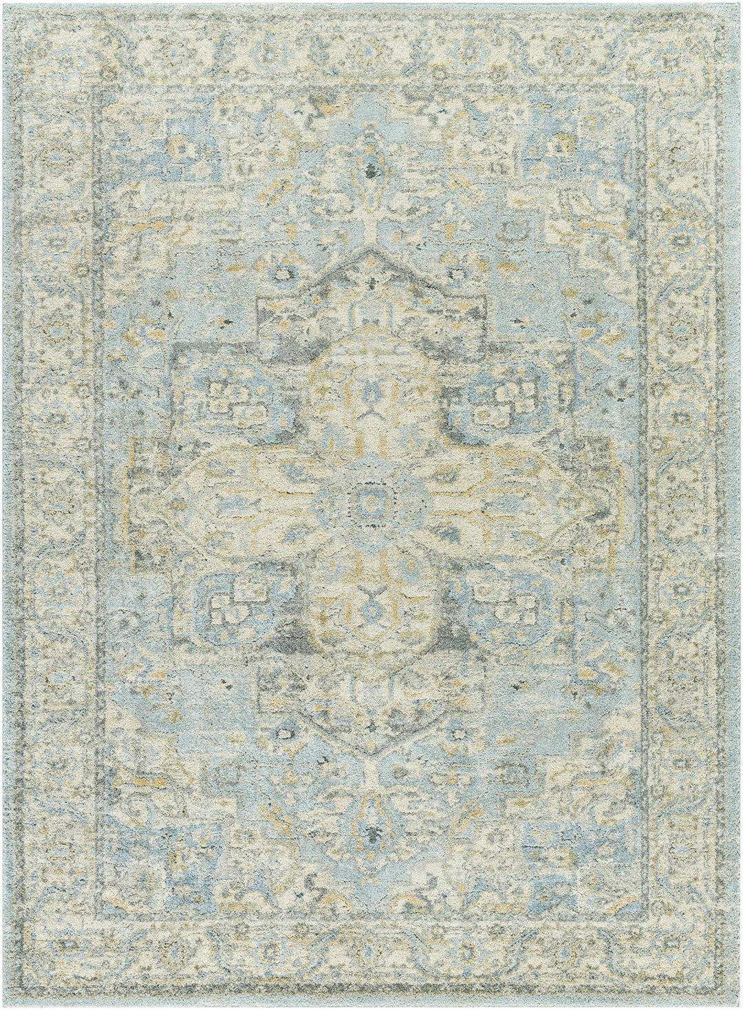 Blue And Beige Traditional Style Machine Woven Area Rug - The Rug Decor