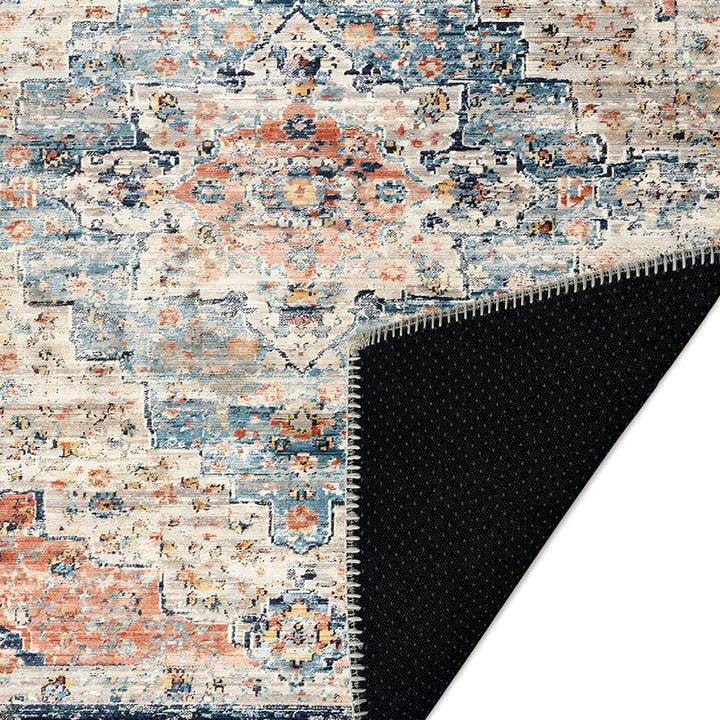 Blue And Beige Transitional Design Machine Washable Area Rug - The Rug Decor