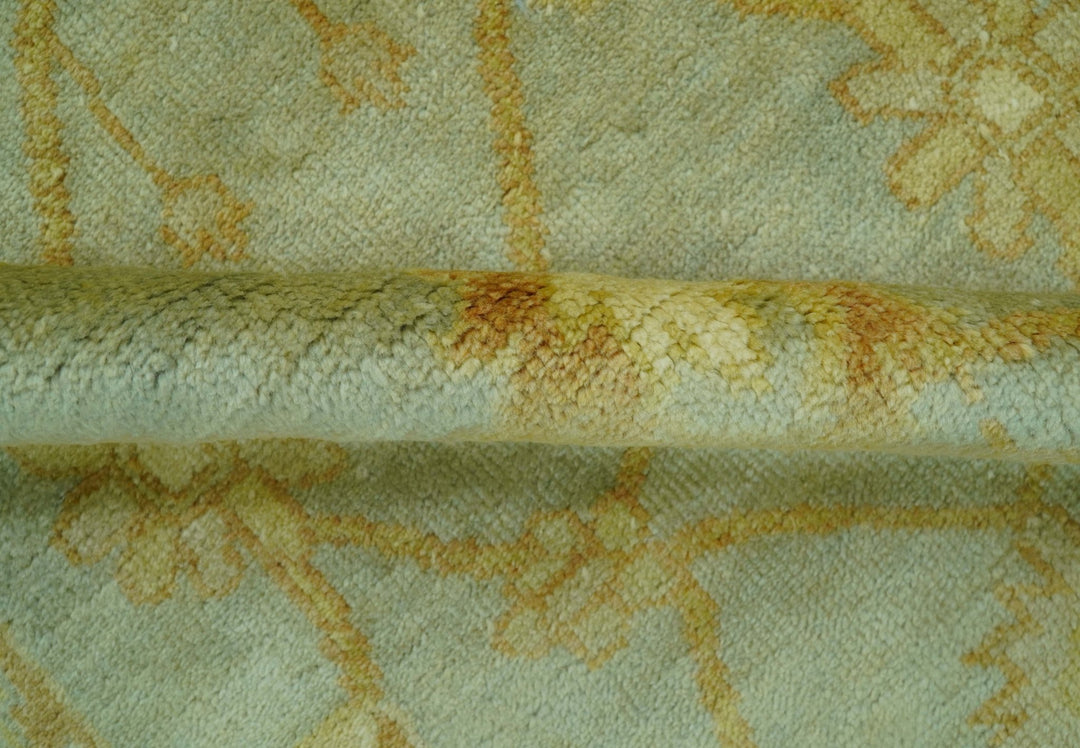 Blue And Brown Traditional Oushak Design 4x6 Hand Knotted Wool Area Rug - The Rug Decor