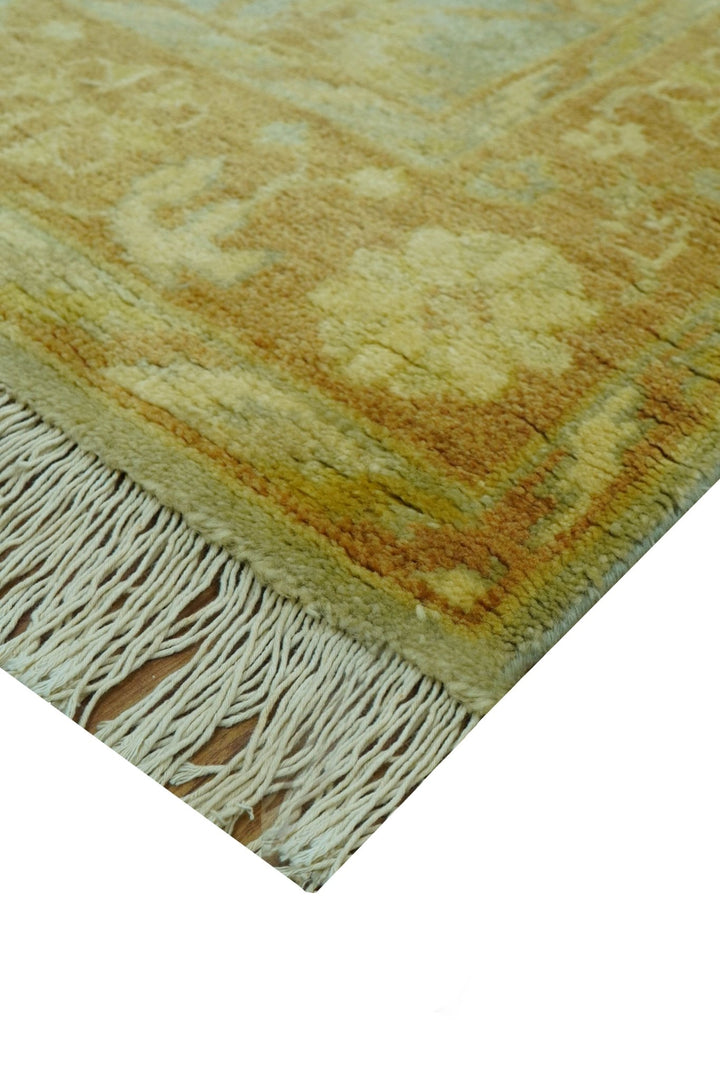 Blue And Brown Traditional Oushak Design 4x6 Hand Knotted Wool Area Rug - The Rug Decor