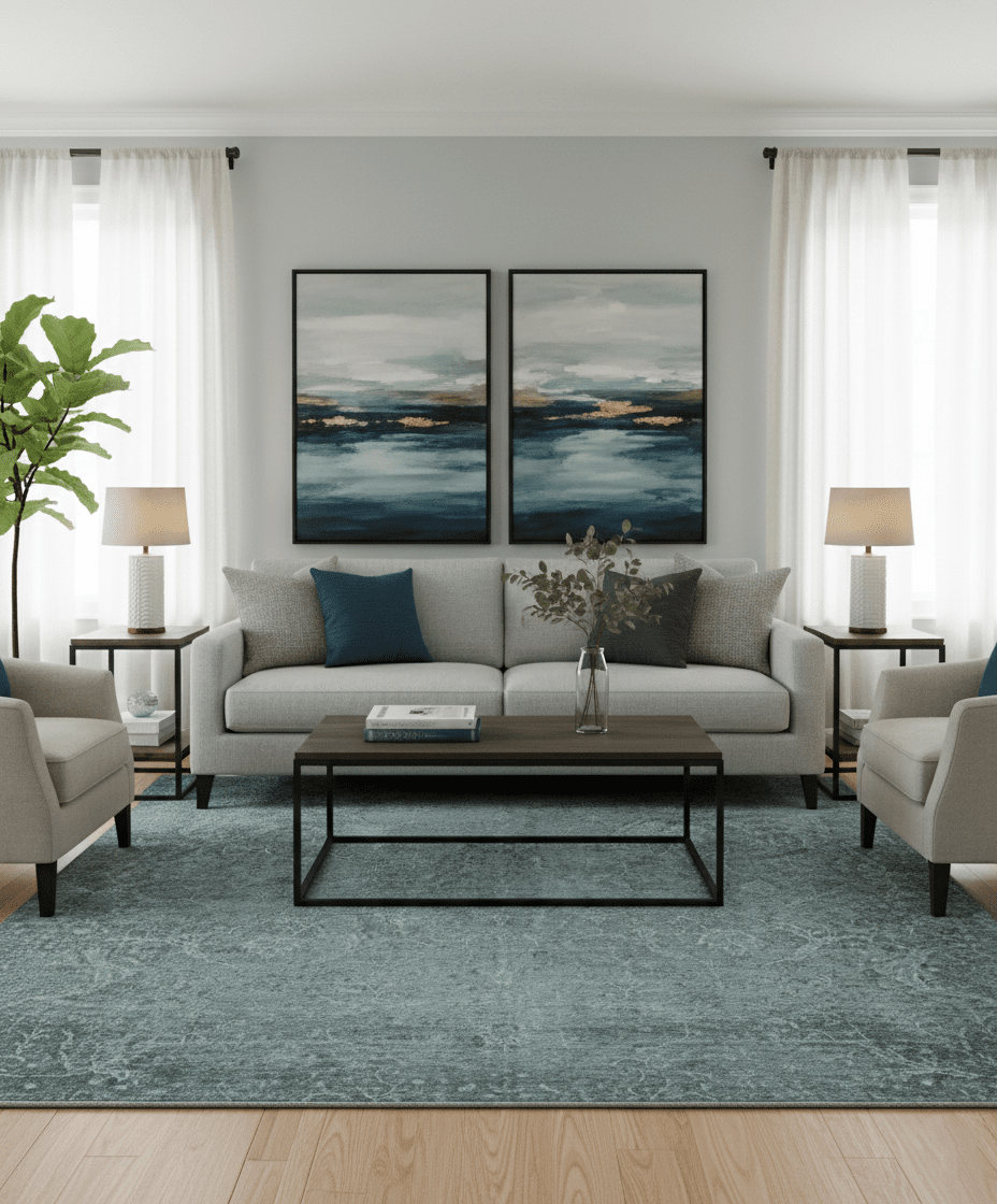 Blue And charcoal Transitional Design Hand Knotted 8.8x11.6 Wool Area Rug - The Rug Decor