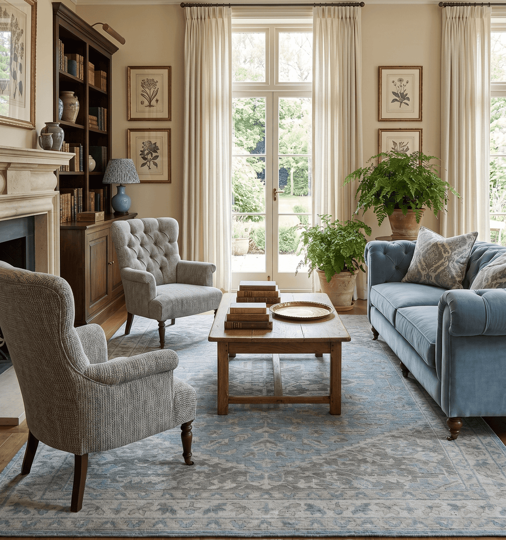 Blue and Gray Antique Finish Distressed Hand Knotted Traditional wool Area Rug - The Rug Decor