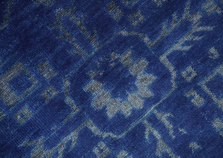 Blue and Gray Hand knotted Oriental Oushak Multi Size wool Area Rug - The Rug Decor