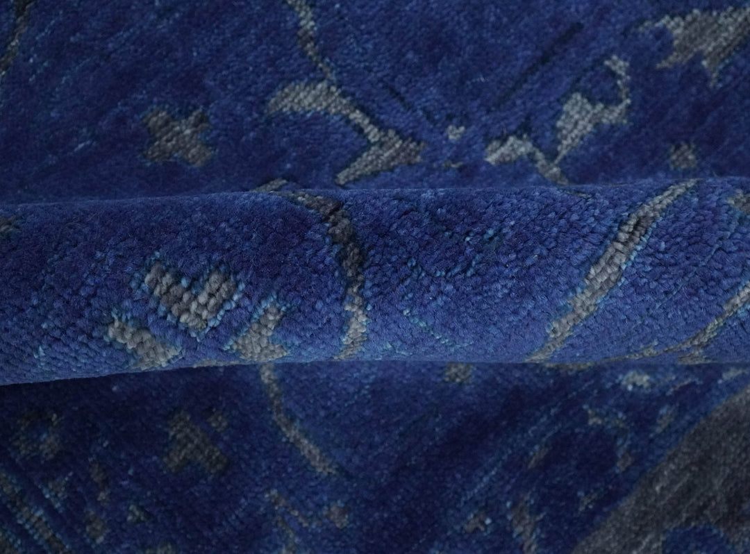 Blue and Gray Hand knotted Oriental Oushak Multi Size wool Area Rug - The Rug Decor