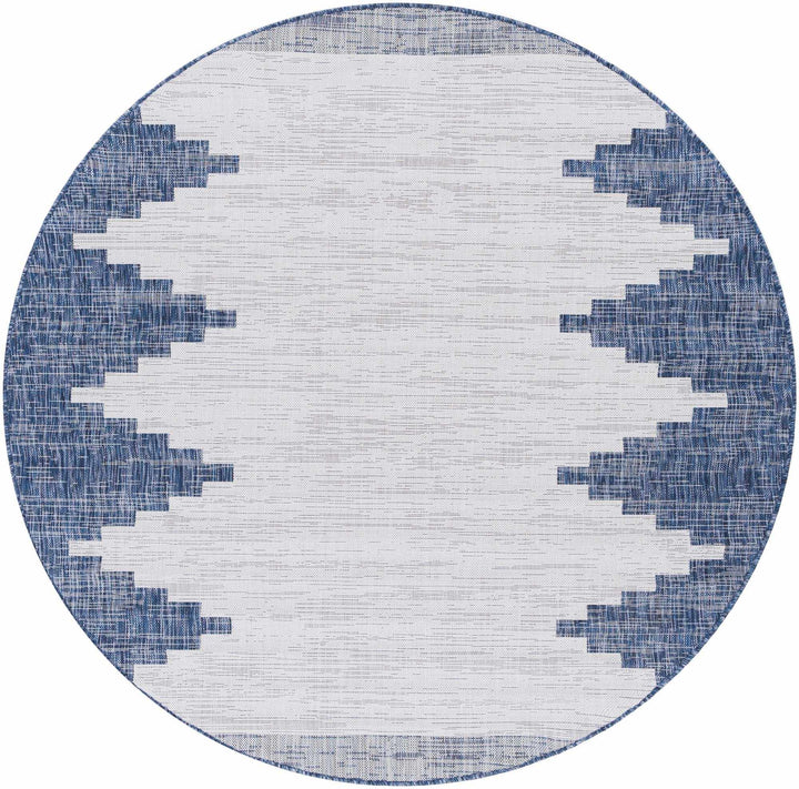 Blue and Ivory Geometrical Indoor and Outdoor Multi Size Washable Area Rug - The Rug Decor