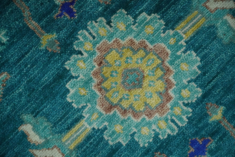 Blue and Mustard Hand knotted Traditional Oriental Oushak 9x12 wool Area Rug - The Rug Decor