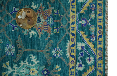 Blue and Mustard Hand knotted Traditional Oriental Oushak 9x12 wool Area Rug - The Rug Decor