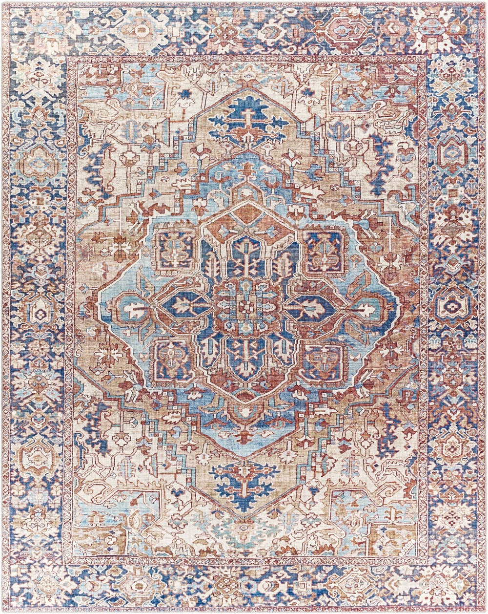 Blue And Red Traditional Style Area Rug - The Rug Decor