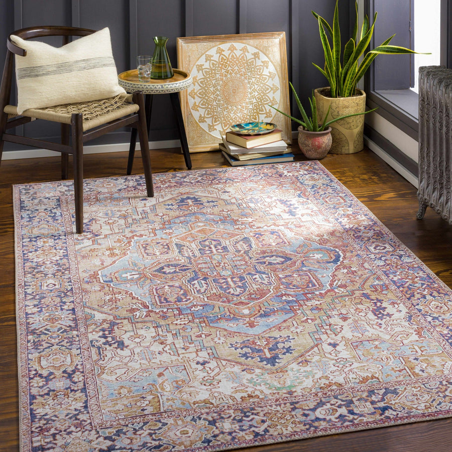 Blue And Red Traditional Style Area Rug - The Rug Decor