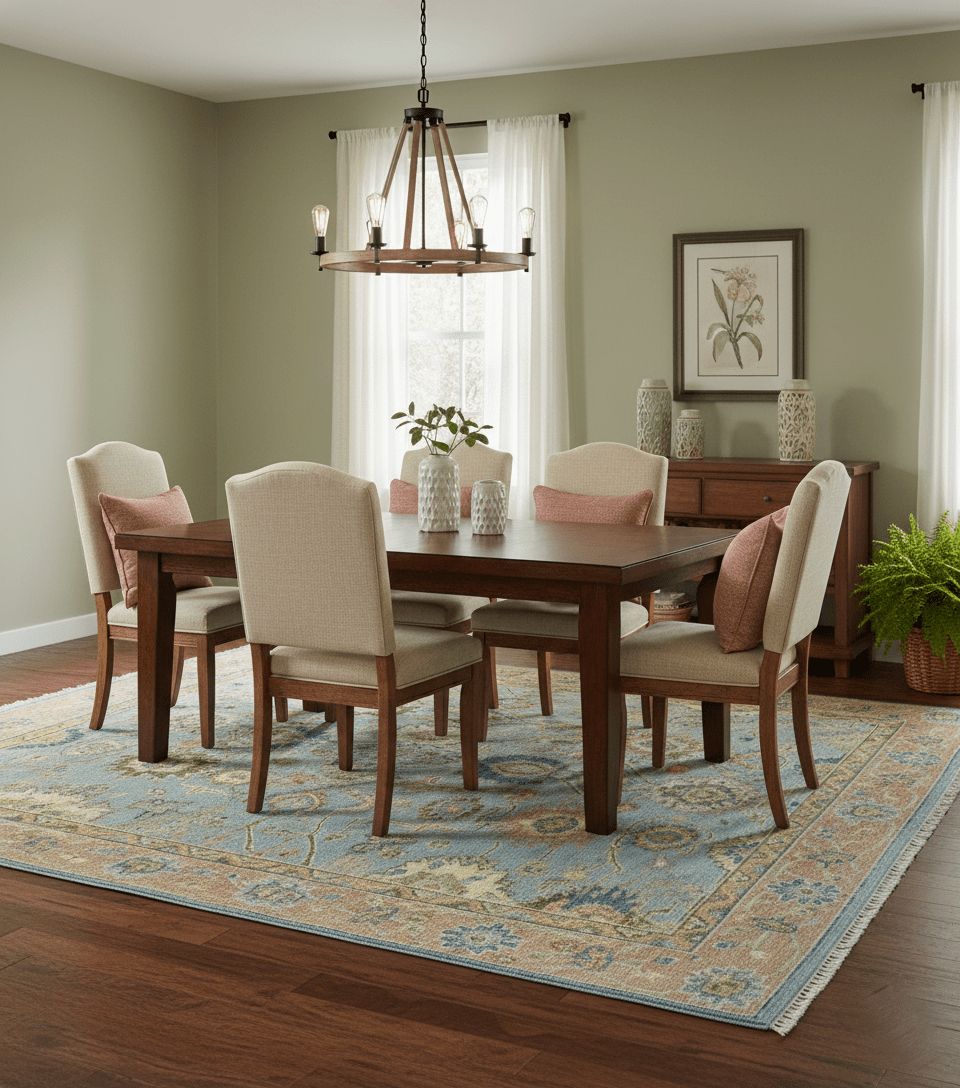 Blue and Rust Antique Traditional Oushak Area Rug - The Rug Decor