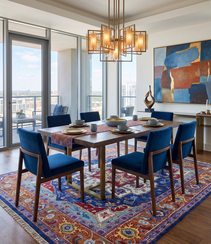 Blue and Rust Hand Knotted Traditional Heriz Multi Size wool Area Rug - The Rug Decor