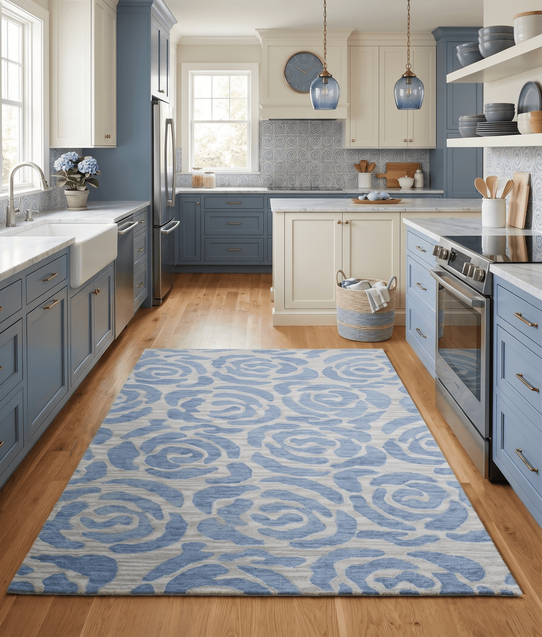 Blue And Silver Modern Style Hand Tufted Wool Area rug - The Rug Decor