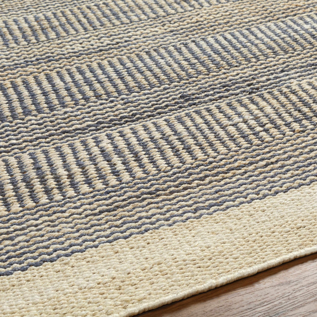 Blue and Tan Hand Woven Stripes Design Southwestern jute Area Rug - The Rug Decor