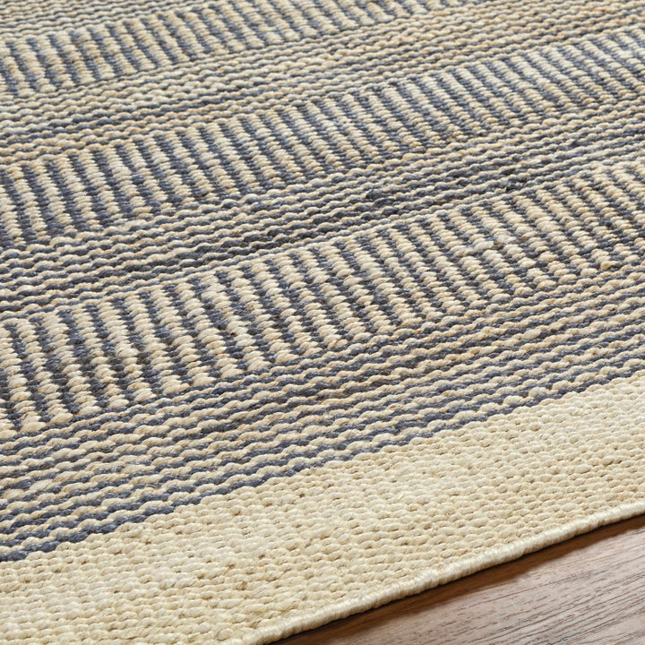 Blue and Tan Hand Woven Stripes Design Southwestern jute Area Rug - The Rug Decor