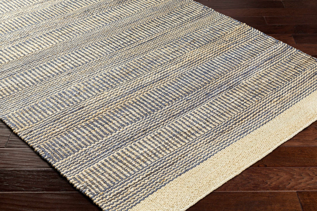 Blue and Tan Hand Woven Stripes Design Southwestern jute Area Rug - The Rug Decor