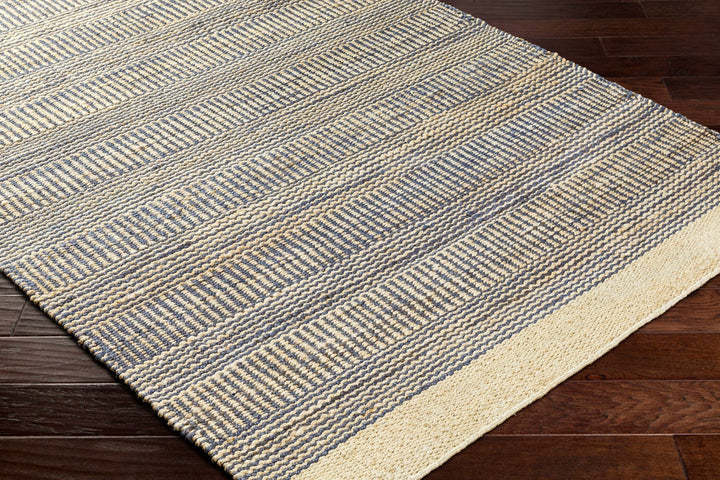 Blue and Tan Hand Woven Stripes Design Southwestern jute Area Rug - The Rug Decor