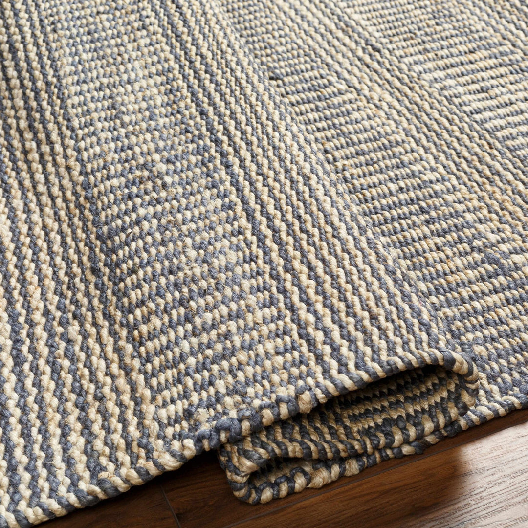 Blue and Tan Hand Woven Stripes Design Southwestern jute Area Rug - The Rug Decor