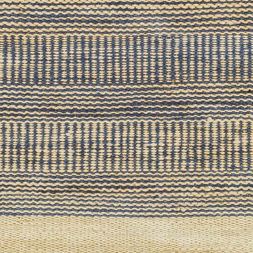 Blue and Tan Hand Woven Stripes Design Southwestern jute Area Rug - The Rug Decor