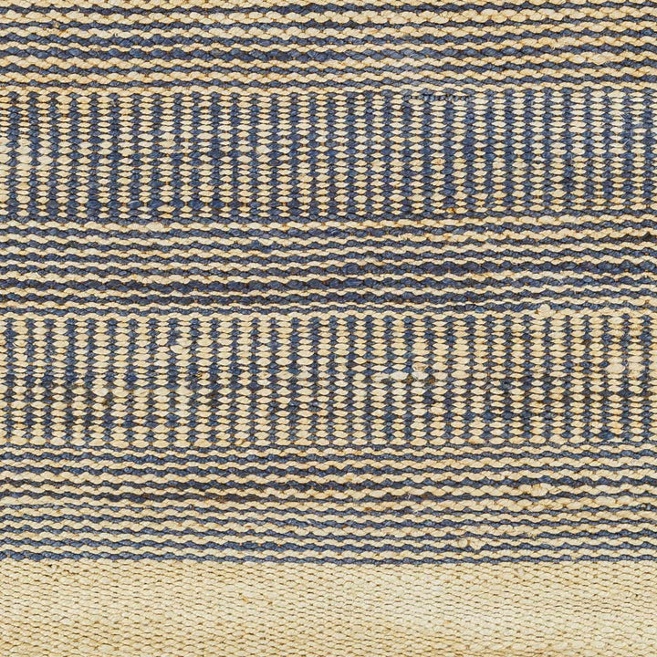 Blue and Tan Hand Woven Stripes Design Southwestern jute Area Rug - The Rug Decor