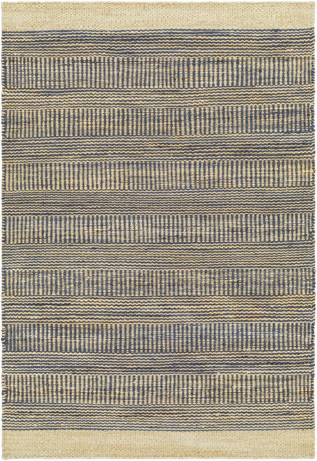 Blue and Tan Hand Woven Stripes Design Southwestern jute Area Rug - The Rug Decor